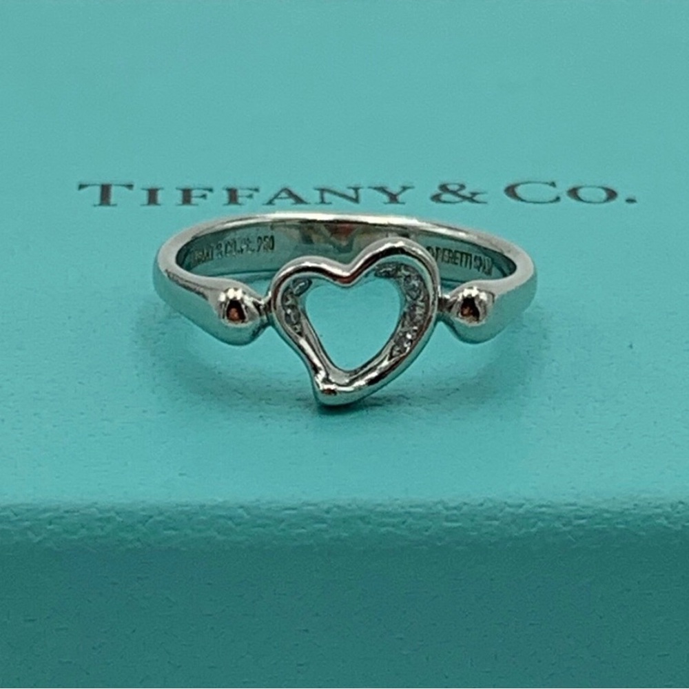 Tiffany & Co. Platinum & Diamond Elsa Peretti Open Heart Ring